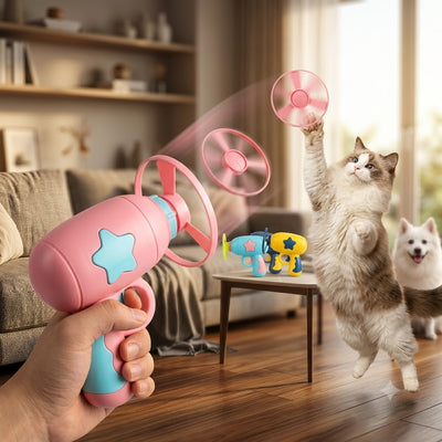 Interactive Cat Disc Launcher Toy — Flying Discs for Indoor Cats