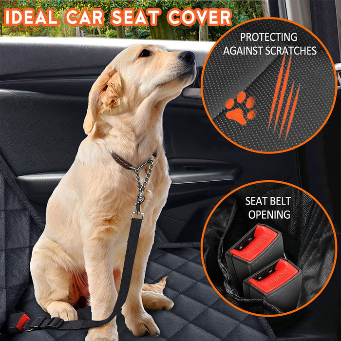 Dog Car Seat Cover - Waterproof Back Seat Protector for Pets, Non-Slip Design Fits Most Cars, SUVs, and Trucks - Black