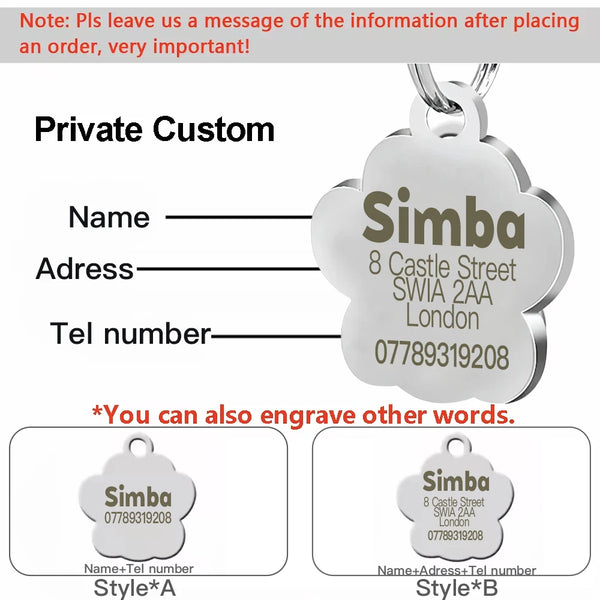 Glitter Paw Pet ID Tags