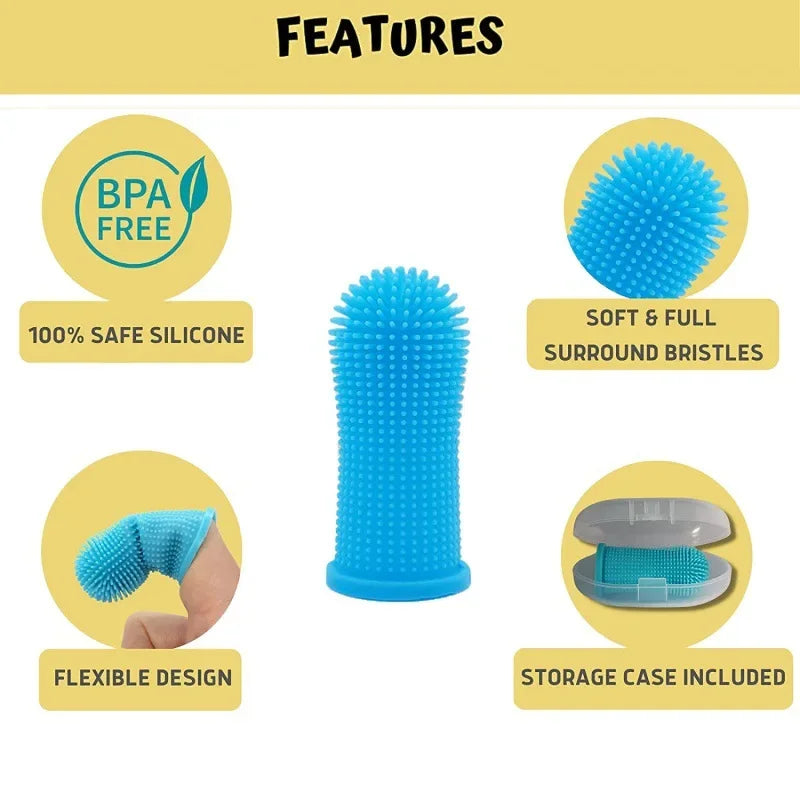 Super Soft Silicone Finger Toothbrush for Dogs & Cats.