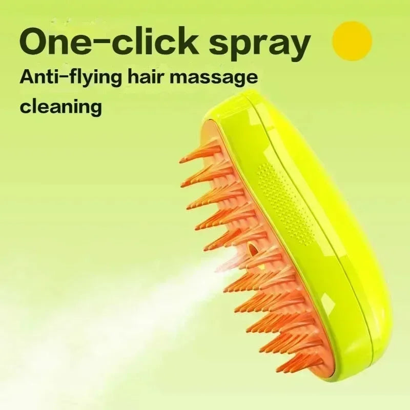 3-in-1 Electric Steamy Pet Brush | Professional Grooming & Massage Tool for Cats and Dogs