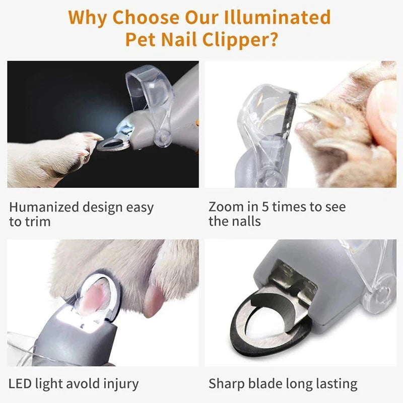 Professional Pet Nail Clipper with LED Safety Light.