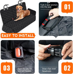 Dog Car Seat Cover - Waterproof Back Seat Protector for Pets, Non-Slip Design Fits Most Cars, SUVs, and Trucks - Black